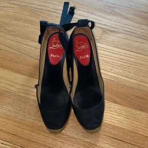 Christian Laboutin black espadrille wedges size 8